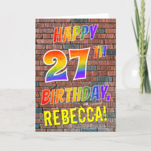 Carte Graffiti Inspiré arc-en-ciel Look HAPPY 27E ANNIVE