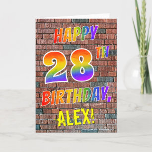 Carte Graffiti Inspiré arc-en-ciel Look HAPPY 28E ANNIVE