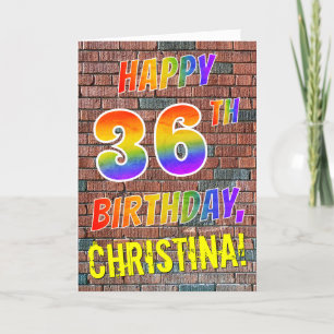 Carte Graffiti Inspiré arc-en-ciel Look HAPPY 36E ANNIVE
