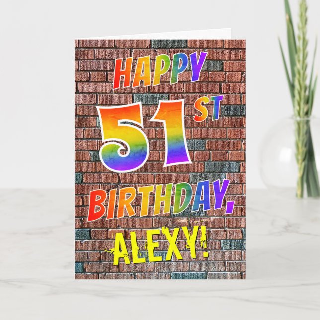 Carte Graffiti Inspiré arc-en-ciel Look HAPPY 51E ANNIVE (Devant)