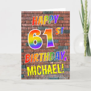 Carte Graffiti Inspiré arc-en-ciel Look HAPPY 61E ANNIVE