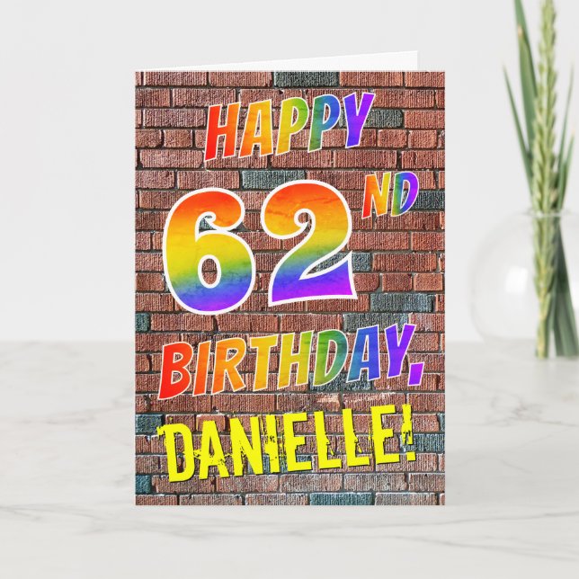 Carte Graffiti Inspiré arc-en-ciel Look HAPPY 62E ANNIVE (Devant)