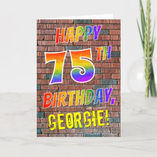 Carte Graffiti Inspiré arc-en-ciel Look HAPPY 75E ANNIVE