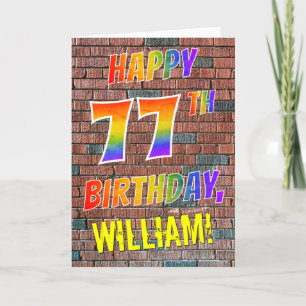 Carte Graffiti Inspiré arc-en-ciel Look HAPPY 77E ANNIVE