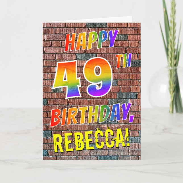 Carte Graffiti Inspiré arc-en-ciel Look HEUREUX 49E ANNI (Devant)