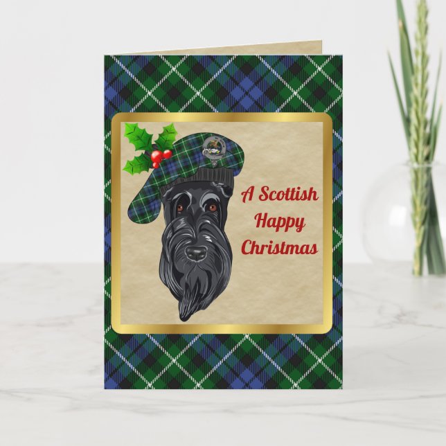 Carte Graham Badge & Tartan Noël personnalisé (Devant)