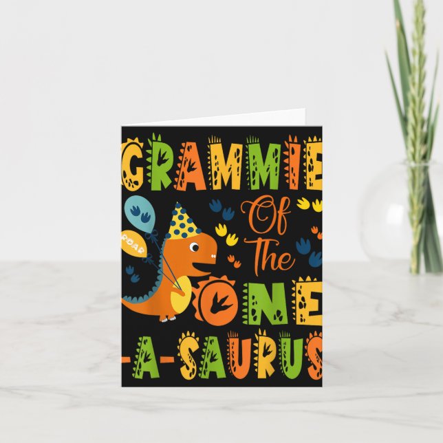 Carte Grammie Du Dinosaure D'Un Saurus 1Er Anniversaire (Devant)