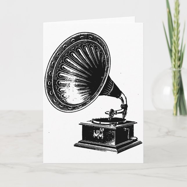 Carte Gramophone Vintage (Devant)
