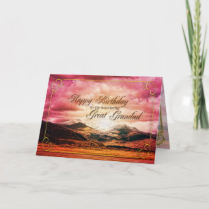 Carte Grand anniversaire, coucher du soleil sur les mont