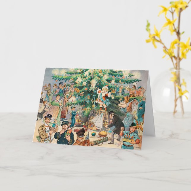 Carte Grand arbre de Noël cartoon pour enfants (Fleur jaune)