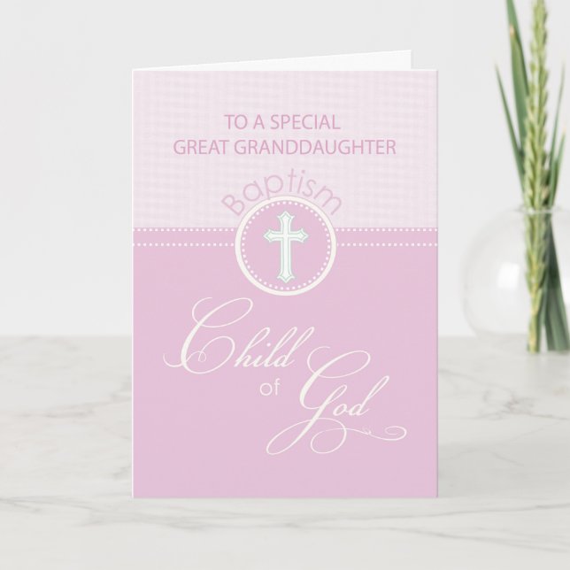 Carte Grand Baptême-Petite-Fille Félicitations Rose (Devant)