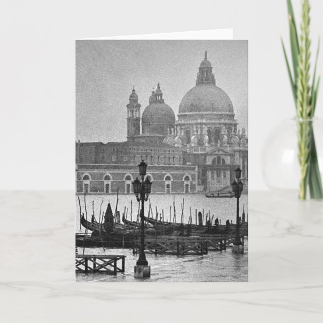 Carte Grand Canal noir et blanc Venise Italie Voyage (Devant)