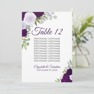 Carte Grand carton de plan de table de mariage aux roses