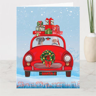 Carte Grand Chien Danois En Voiture Avec Le Père Noël