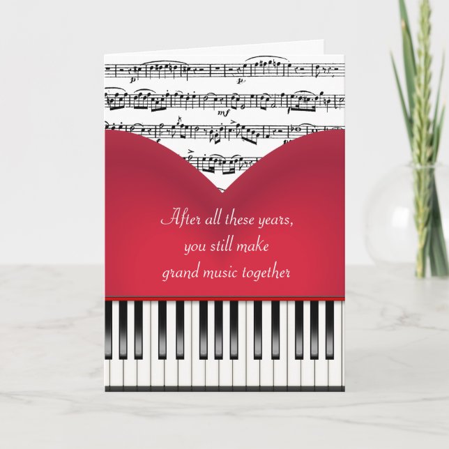 Carte Grand Coeur De Piano Musical Pour Anniversaire (Devant)