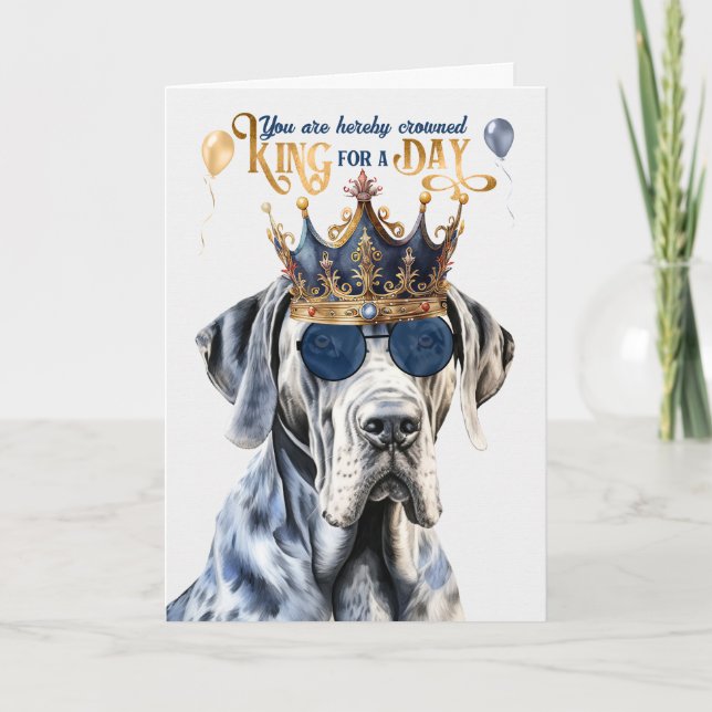Carte Grand Dane Chien King pour la journée drôle Annive (Devant)