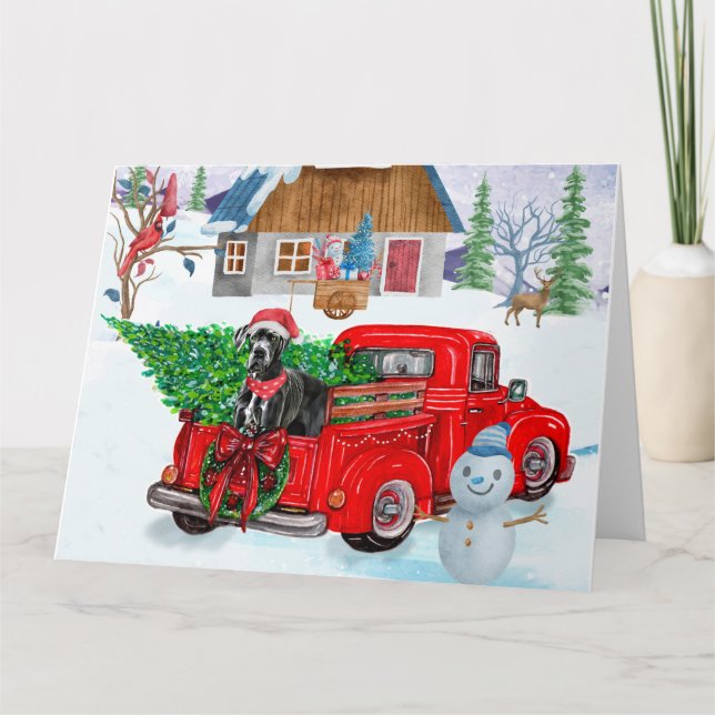 Carte Grand Danois dans un camion de livraison de Noël s (Devant)