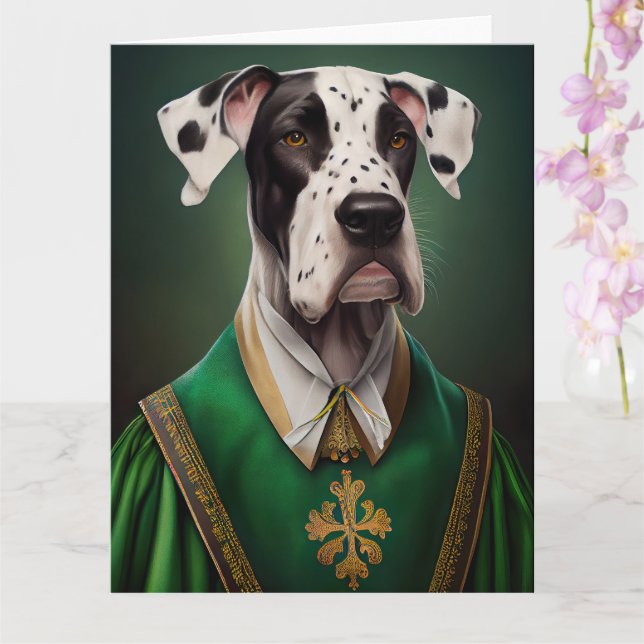 Carte Grand Danois en tenue de la Saint-Patrick (Orchidée)