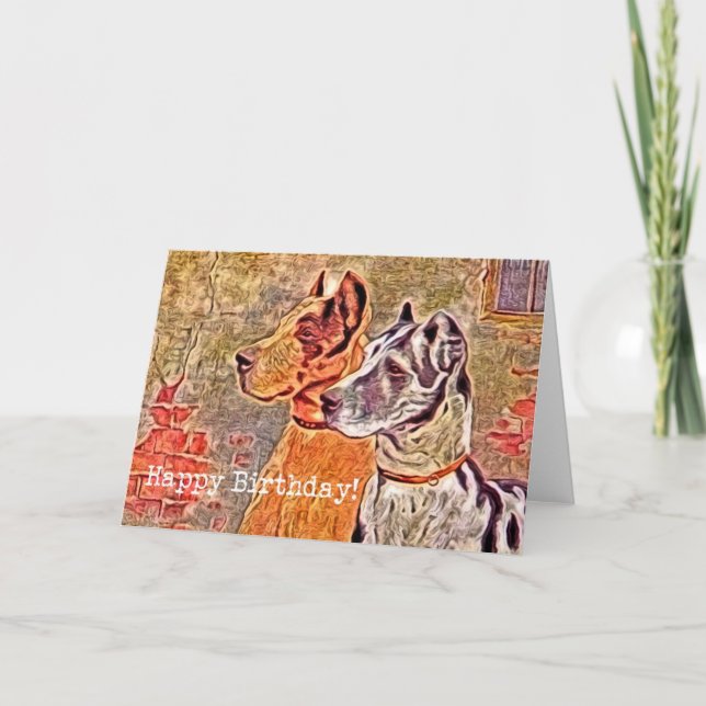 Carte Grand Danois Vintage, Joyeux Anniversaire (Devant)