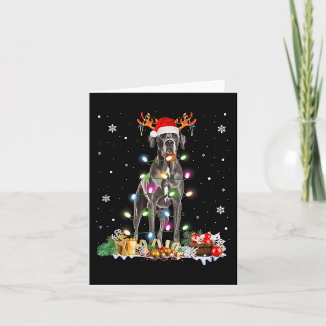 Carte Grand Danse Noël Santa Hat Fairy Lights Pyjama (Devant)