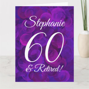 Carte Grand Élégant Violet 60 Bonne retraite
