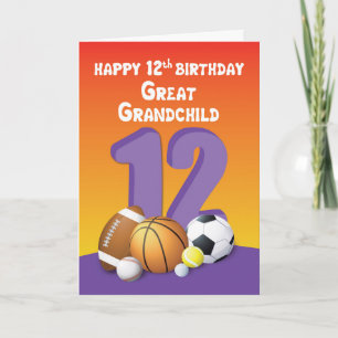 Carte Grand-Enfant, Fille 12ème anniversaire des balles 