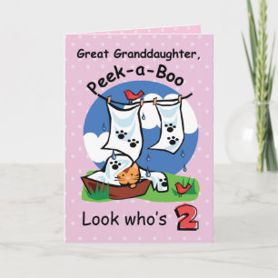 Carte Grand-fille 2e anniversaire, Peek-a-Boo Kitten