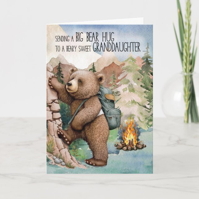 Carte Grand-fille Big Bear Hugo au camp d'été (Devant)