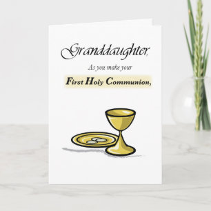 Carte Grand-fille Première communion Chalice or, Paten