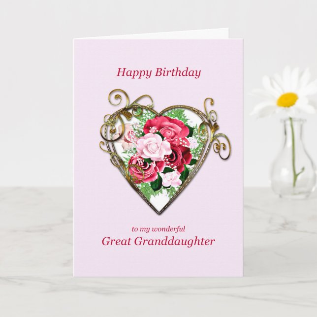 Carte Grand-fille Rose d'antiquité de l'anniversaire (Petite plante)