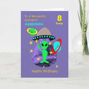 Carte Grand-fils Alien de vaisseau spatial mignonne Bonn