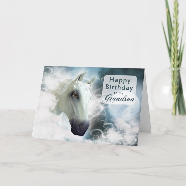 Carte Grand-fils anniversaire, esprit arabe Cheval (Devant)