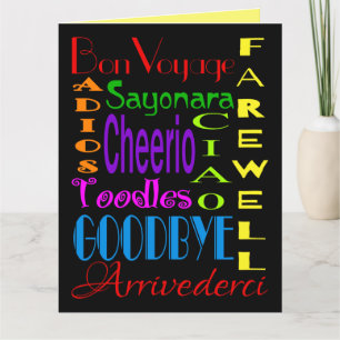 Carte Grand Goodbye Adios Cheerio 8 x 10 Farewell Card