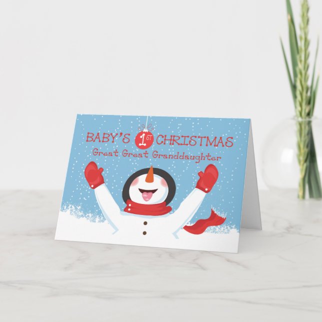 Carte Grand Grand Bébé Petite-fille Premier Noël (Devant)
