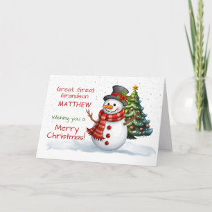 Carte Grand Grand Grand Petit-fils mignon Noël Snowman