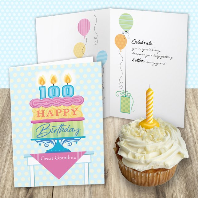 Carte Grand grand-mère 100e anniversaire gâteau nombre b (Créateur téléchargé)