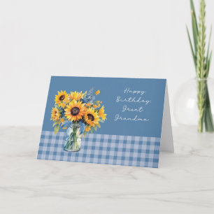 Carte Grand grand-mère Fleurs de soleil d'anniversaire à