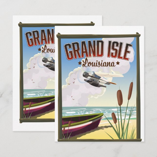 Carte Grand Isle, Louisiane Affiche de voyage (Devant / Derrière)