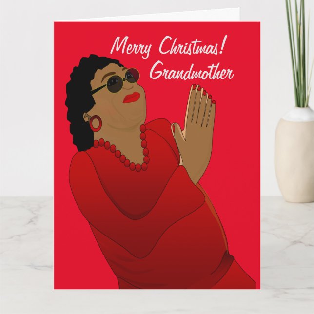 Carte Grand-mère afro-américaine Joyeux Noël (Devant)