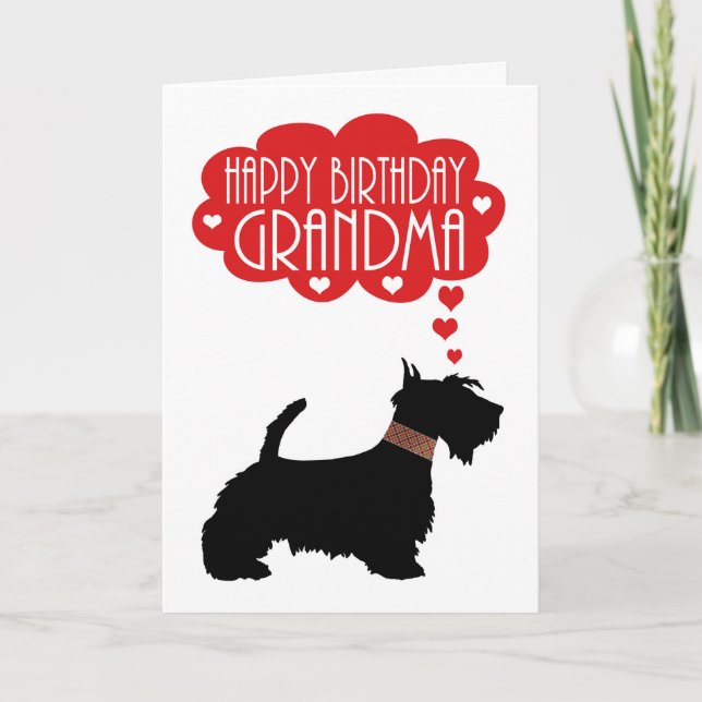 Carte Grand-mère Anniversaire Avec Silhouette Scottish T (Devant)