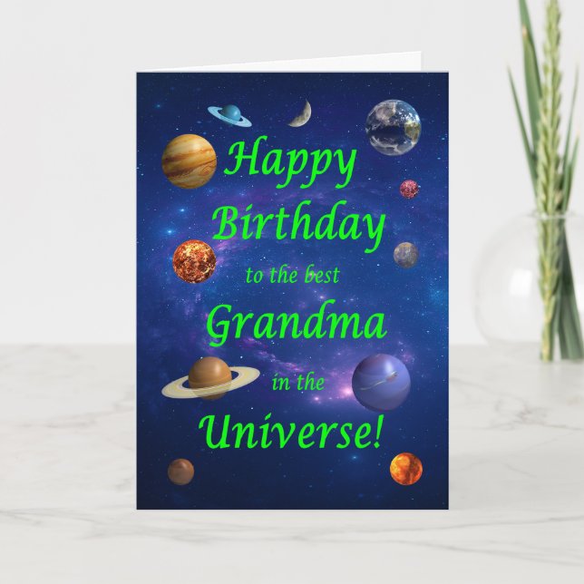 Carte Grand-mère Anniversaire meilleur dans l'univers (Devant)