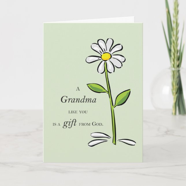 Carte Grand-mère Cadeau de Dieu Daisy Grands-parents rel (Devant)