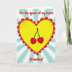 Carte Grand-mère Cœur Jaune