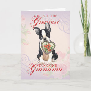 Carte Grand-mère de Boston Terrier Heart