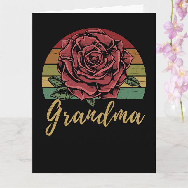 Carte Grand-mère de Rose rouge du coucher de soleil (Orchidée)