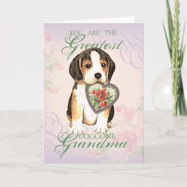 Carte Grand-mère du coeur beagle (Devant)
