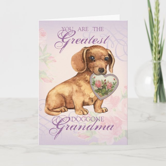 Carte Grand-mère du coeur de Dachshund (Devant)