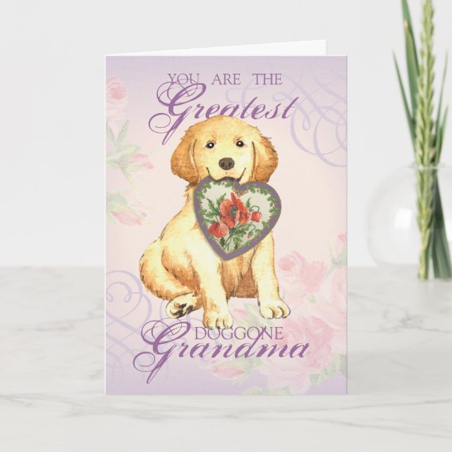 Carte Grand-mère du coeur de Golden Retriever (Devant)