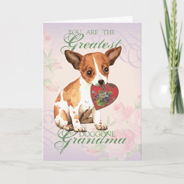 Carte Grand-mère du coeur du Chihuahua (Devant)
