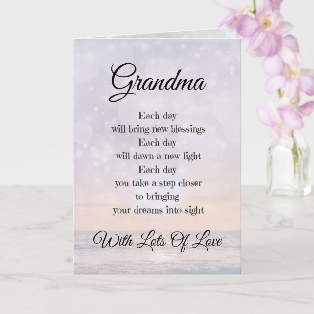 Carte Grand-mère Encouragement Poème design Salutation (Orchidée)